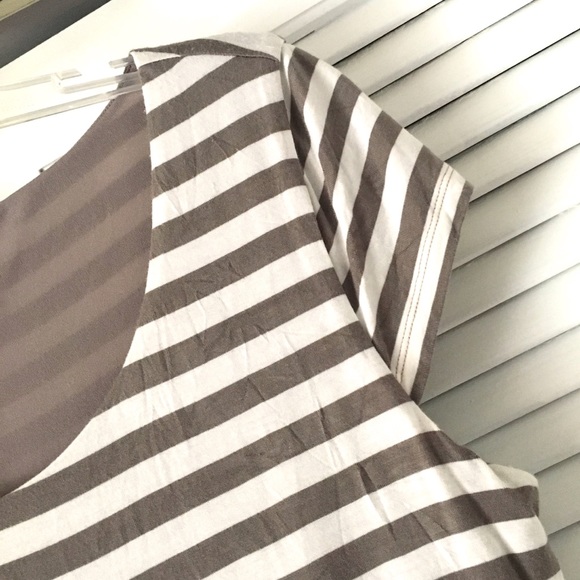 LOFT Striped Full Skirt White Brown DREES - Picture 4 of 8